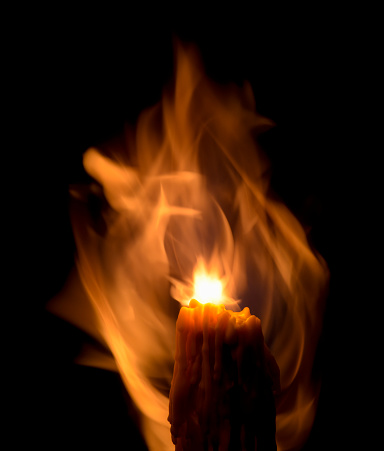 Candle Flame With Exploding Flammable Liquid Sprayed Onto Flame ...