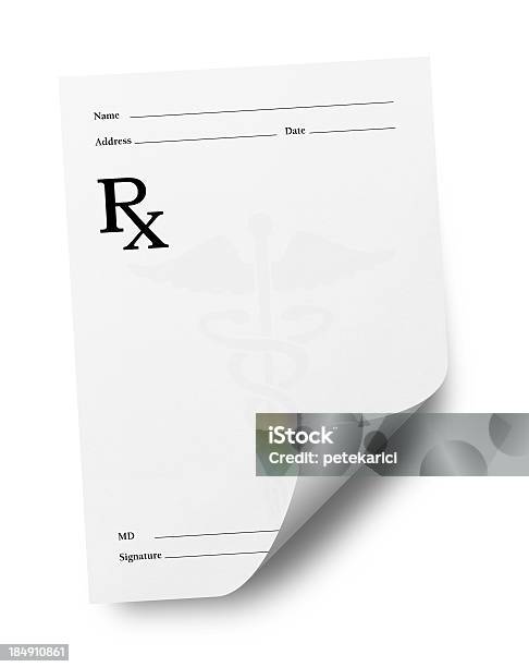 Foto de Receita Médica Isolado e mais fotos de stock de Papel - Papel, Rx, Medicamento receitado