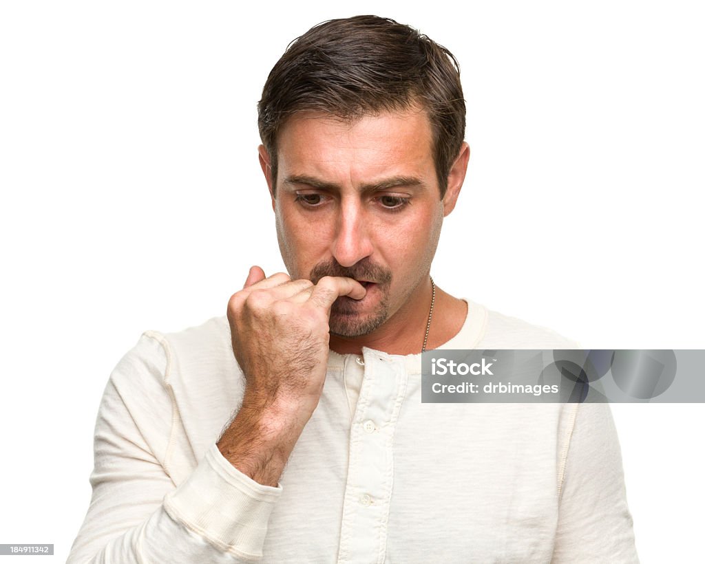 Hombre nervioso de bocados uña - Foto de stock de Hombres libre de derechos