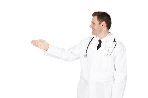 istock Happy male doctor gesturing 184911373