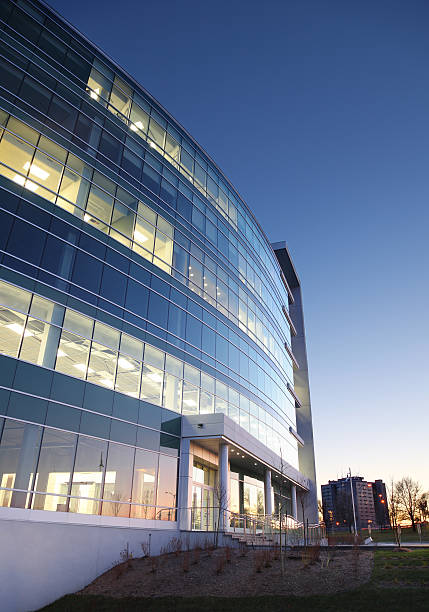 istock Modern Entreprise Exterior at Sunset 184911384