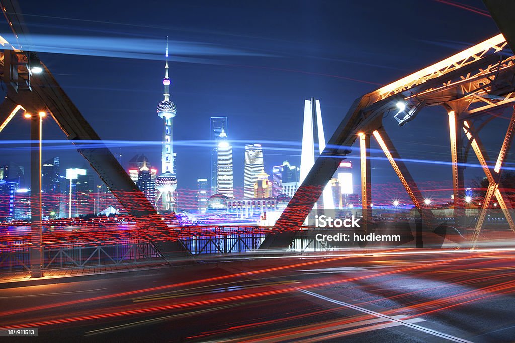 ガーデンブリッジの上海 - イルミネーションのロイヤリティフリーストックフォト