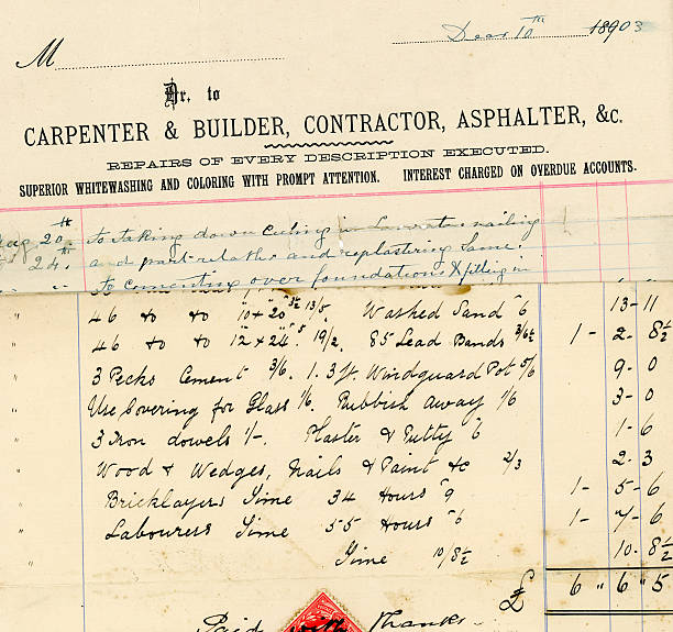 sections de deux constructeur de factures de 1903 et 1908 - 1908 photos et images de collection