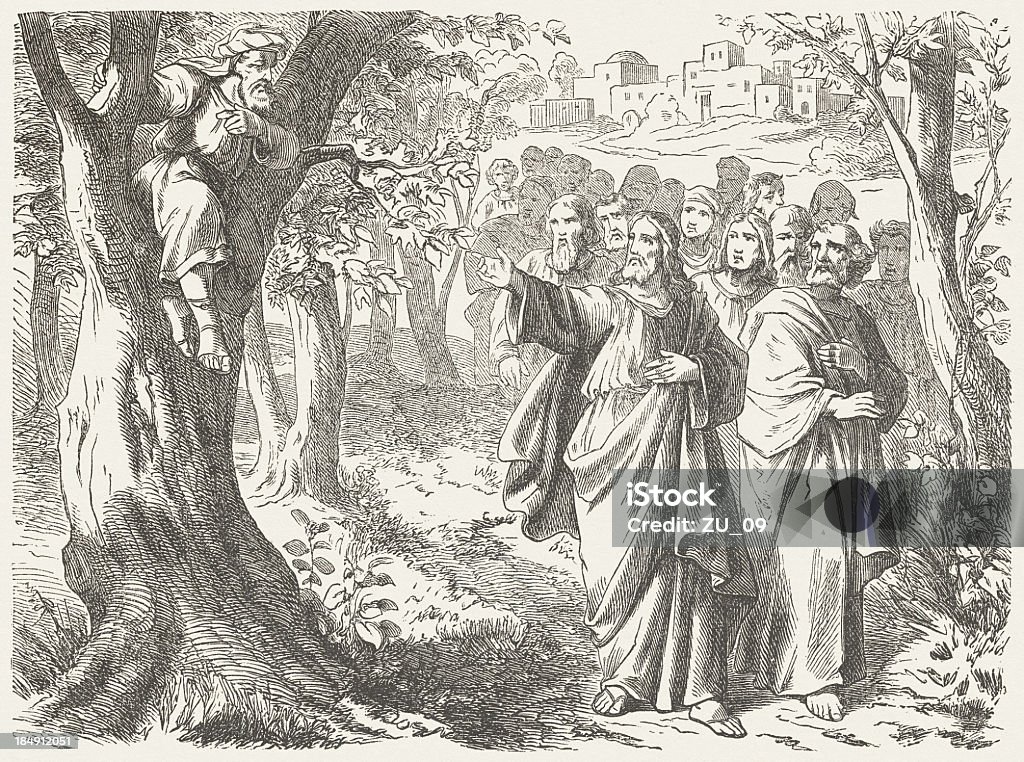 Jesus und Zacchaeus (Luke 19, 5). - Lizenzfrei Apostel Stock-Illustration