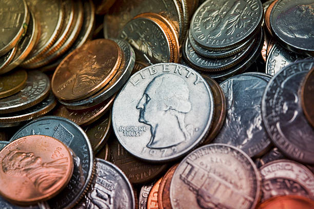 istock Close Up of US Coins 184912145