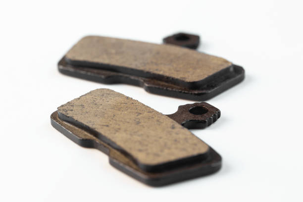 mountain bike components brake pads on the white background stock photo