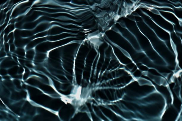 istock Defocus blurred transparent blue colored clear calm water surface texture with splashes and bubbles. Trendy abstract nature background. Water waves in sunlight with copy space. Blue watercolor shining 1849130861