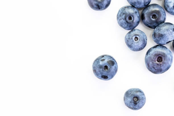 Blueberry on white background, top view stock photo