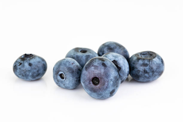 Blueberry macro on white background stock photo