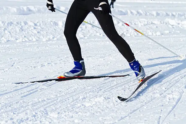 cross country skiing - skate style, motion image