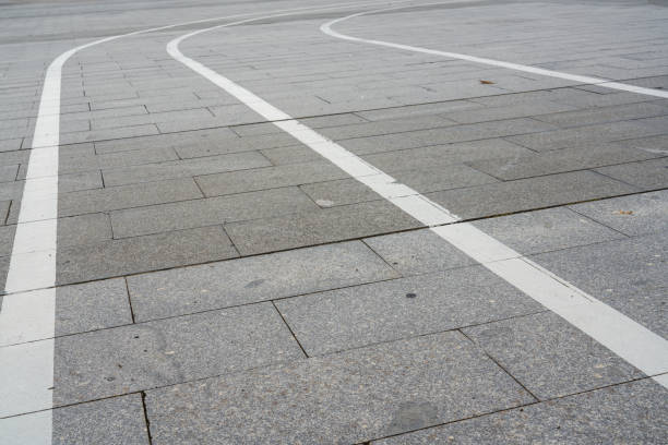 istock Bicycle and pedestrian markings in the park 1849135913