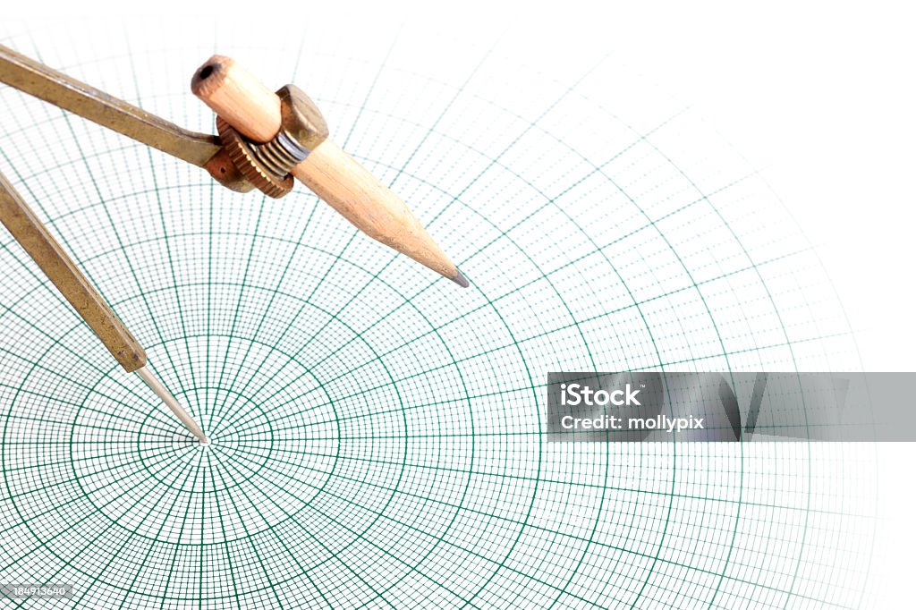 Compass For Graph Compass And Circular Graph Paper Stock Photo - Download Image Now ...