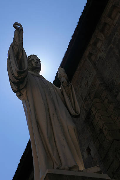 istock statue of a monk next to Cadouin Abbey 184913691
