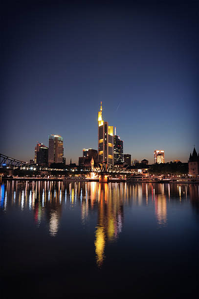 Frankfurt at Night (Commerzbank Tower) stock photo