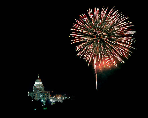 Fireworks over Providence, RI stock photo