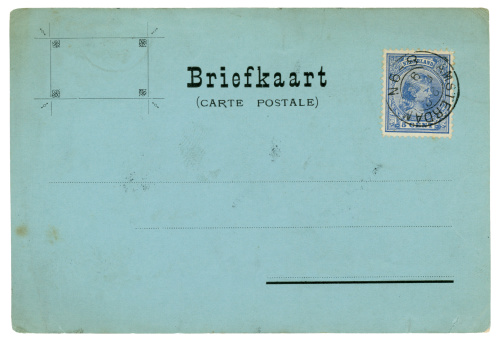 blank vintage postcard sent from Trier, Germany in 1908 , a very good historic colonial background of postal service.