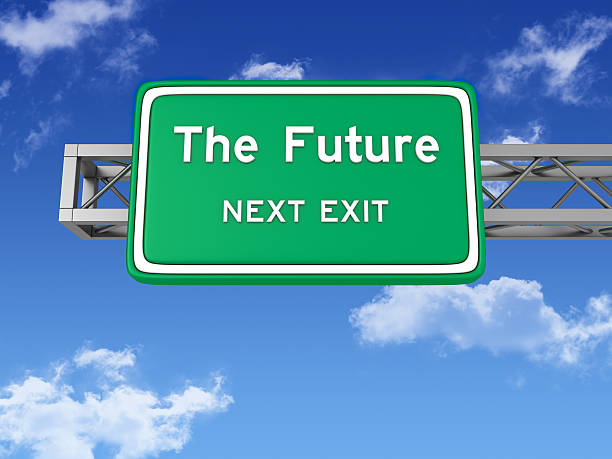 Road Sign with THE FUTURE and Sky stock photo
