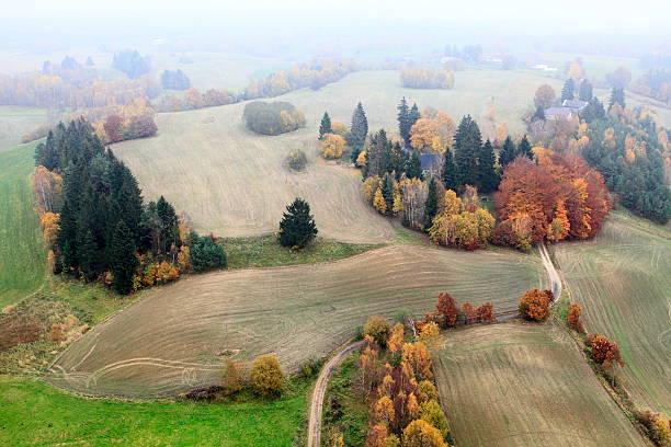 Aerial photo of autumn stock photo