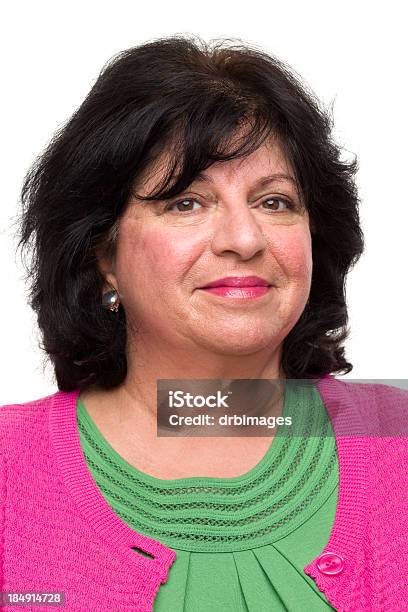 Smug Woman Headshot Portrait Stock Photo - Download Image Now - Mature Women, Smirking, 50-54 Years