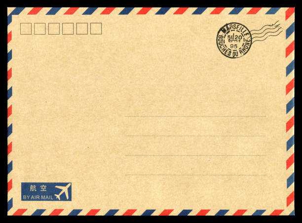 Air mail envelope background Air mail envelope background isolated on black. chinese postage stamp stock pictures, royalty-free photos & images