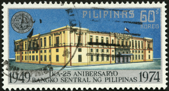 Philippines Central Bank on a postage stamp