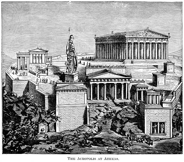 акрополь в афинах, греция - nike stock illustrations