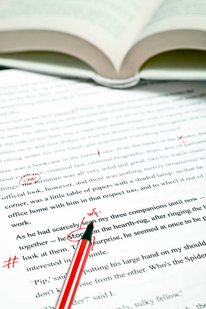 Proofreading and editing services Proofreading and editing services concept. (Text by Charles Dickens)Proofreading concep0ts Lightbox: proof reading documents stock pictures, royalty-free photos & images