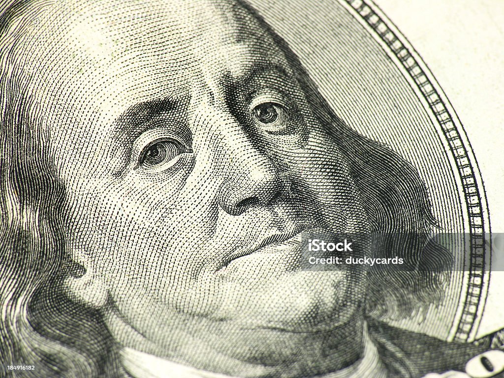 Ben Franklin Makro - Lizenzfrei 100-Dollar-Schein Stock-Foto