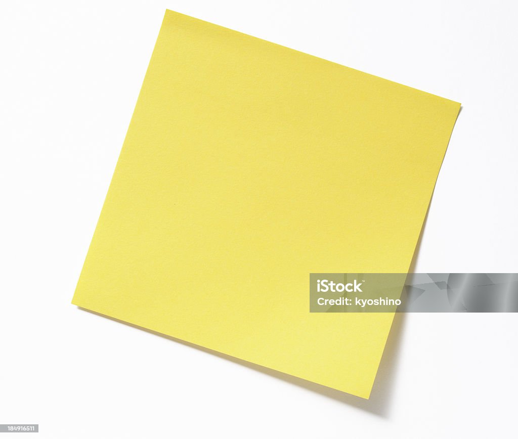 絶縁ショットのブランク黄色粘着性について、白色背景 - 付箋紙のロイヤリティフリーストックフォト