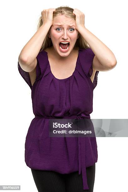 Frantic Young Woman Screaming Stock Photo - Download Image Now - Women, One Woman Only, People