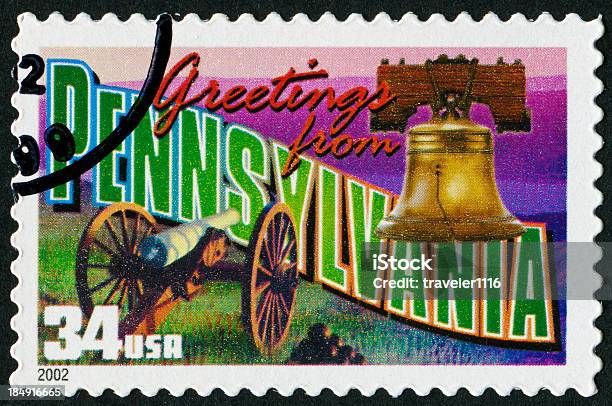 Foto de Pensilvânia Stamp e mais fotos de stock de Liberty Bell - Liberty Bell, Rachado, EUA