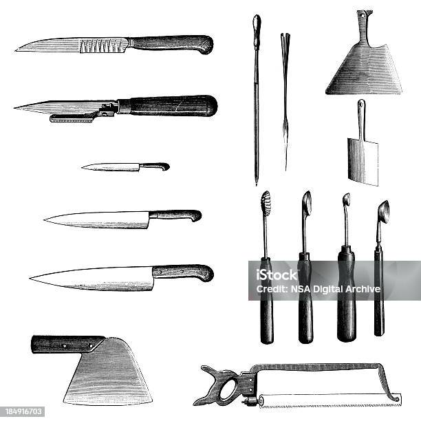 Set Of Kitchen Knives Cutting Tools Fruit Knife Etc Stock Illustration - Download Image Now