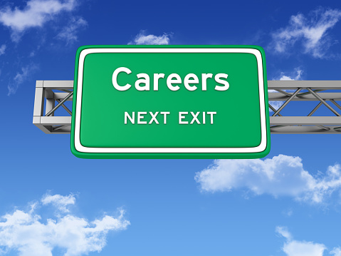 Road Sign with CAREERS and Sky