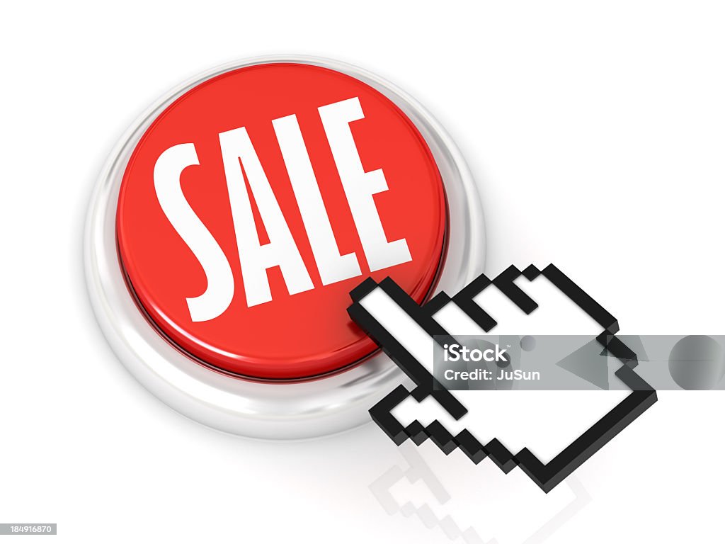 Red Button With Text Sale And Hand Cursor Stock Photo - Download Image Now  - Keypad, Selling, Computer Mouse - iStock