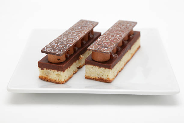 istock luxury dessert with hazelnut mousse biscuit and decorated chocolate 184917369