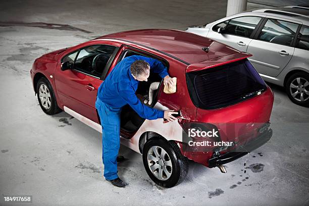 Hood Repair Man Stock Photo - Download Image Now - Car Bodywork, Car, Repair Shop