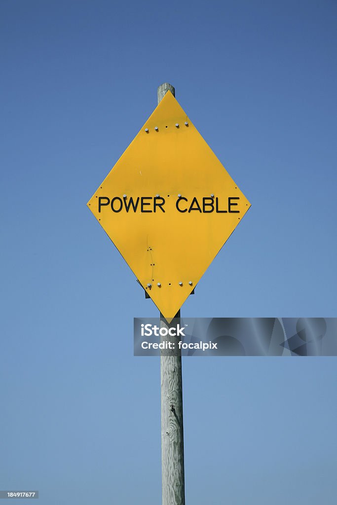 Power Cable Sign Post Power Cable Stock Photo - Download Image Now - Blue, Cable, Care - iStock