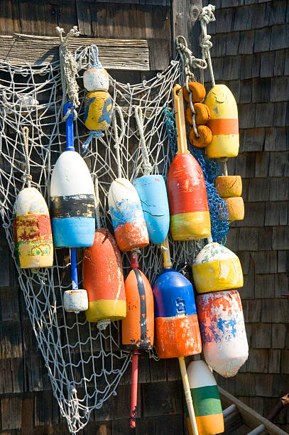 istock Colorful lobster buoys 184917684