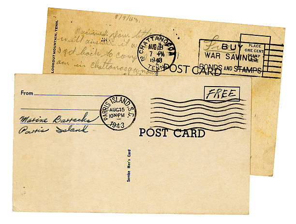 two postcards from us servicemen, 1943 - parris island bildbanksfoton och bilder