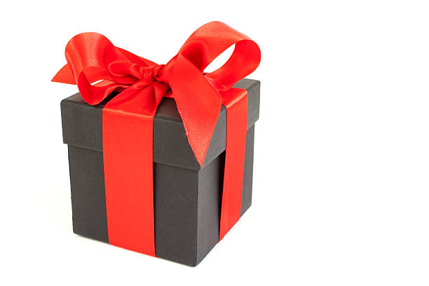 istock Black gift box with red ribbon 184918303