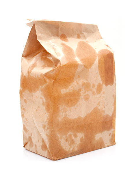 braune paper bag - lunch take out food bag paper bag stock-fotos und bilder