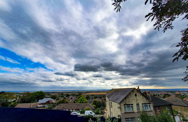 istock Moody sky over landscape town 1849194187