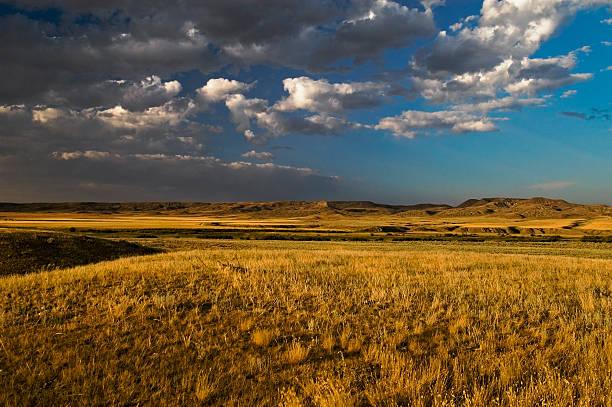 prairie de badlands - prairie agriculture cloud cloudscape - fotografias e filmes do acervo
