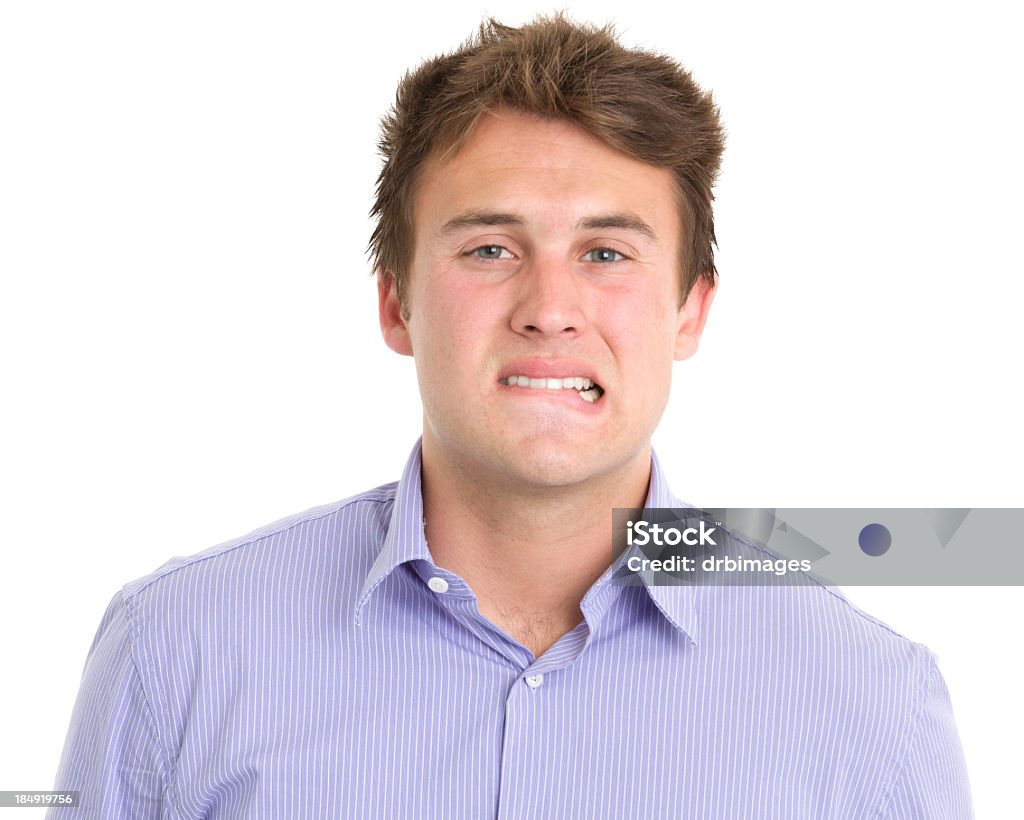 Aufgeregt junger Mann auf die Lippe beißen - Lizenzfrei 20-24 Jahre Stock-Foto