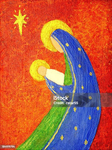 Religiöse Nativity Kunst Malerei Abstrakte Weihnachten Stock Vektor Art und mehr Bilder von Weihnachtskrippe