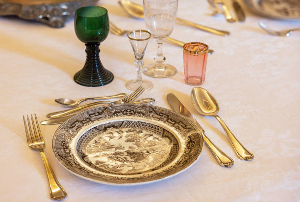 istock tableware made of glass, porcelain and gold 1849201700