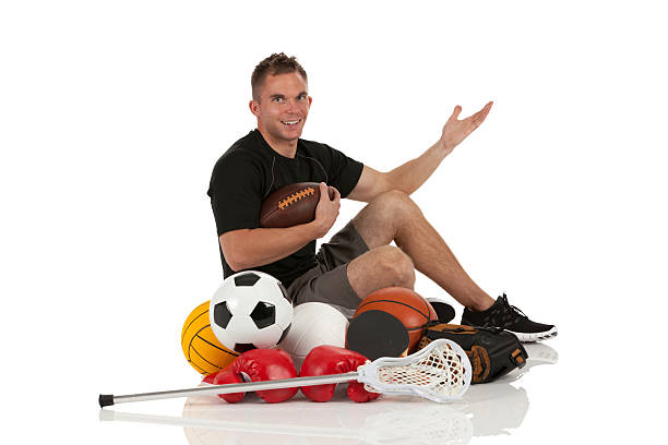 istock Man sitting with sports equipment 184920406