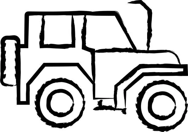 Vector illustration of Military Jeep hand drawn vector illustration