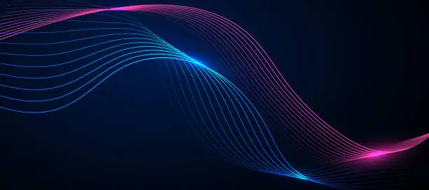 Vector illustration of Abstract technology background with flowing colorful lines.