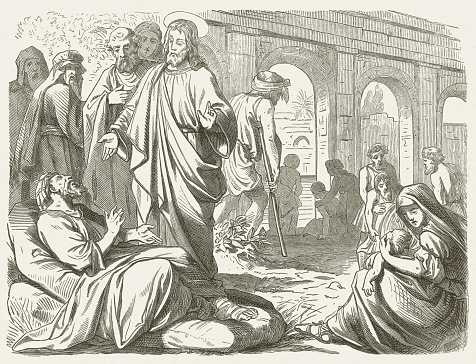 Jesus At The Pool Of Bethesda Published 1877 Stock Illustration ...